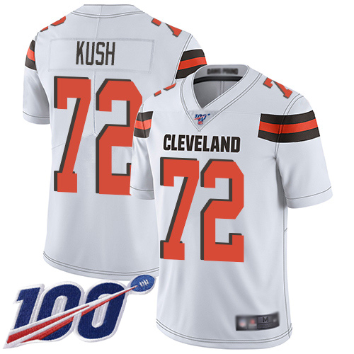 Cleveland Browns Eric Kush Men White Limited Jersey 72 NFL Football Road 100th Season Vapor Untouchable
